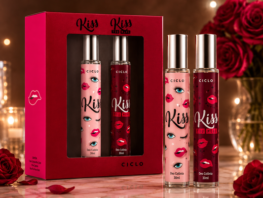 kit Estojo Ciclo Deo Colonia Feminino Kiss 30ml + Kiss You More 30ml