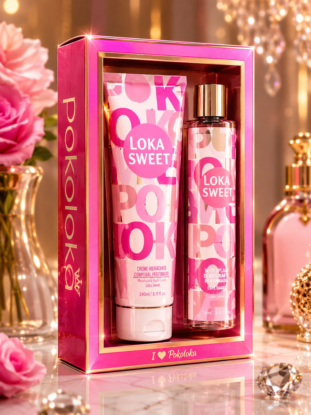 Loka Sweet Pokoloka - Creme Hidratante Corporal Perfumado 240ml + Body Splash Desodorante 250ml