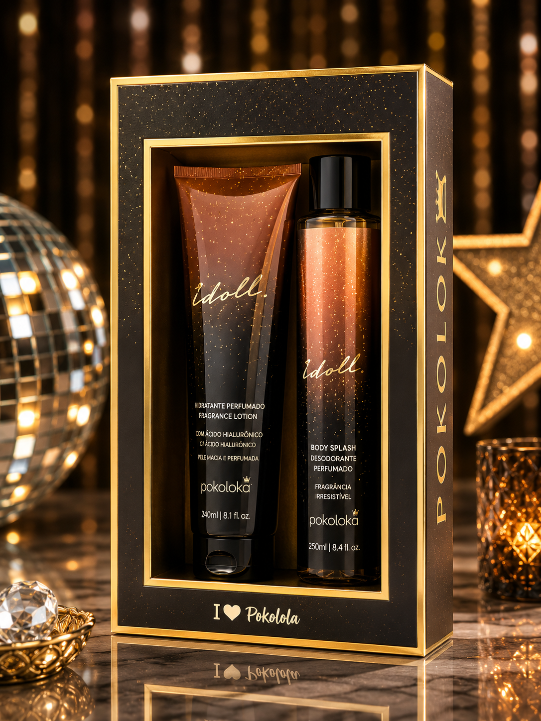 Kit Pokoloka "IDOLL" Creme Hidratante 240ml + Desodorante Corporal BodySplash 250ml