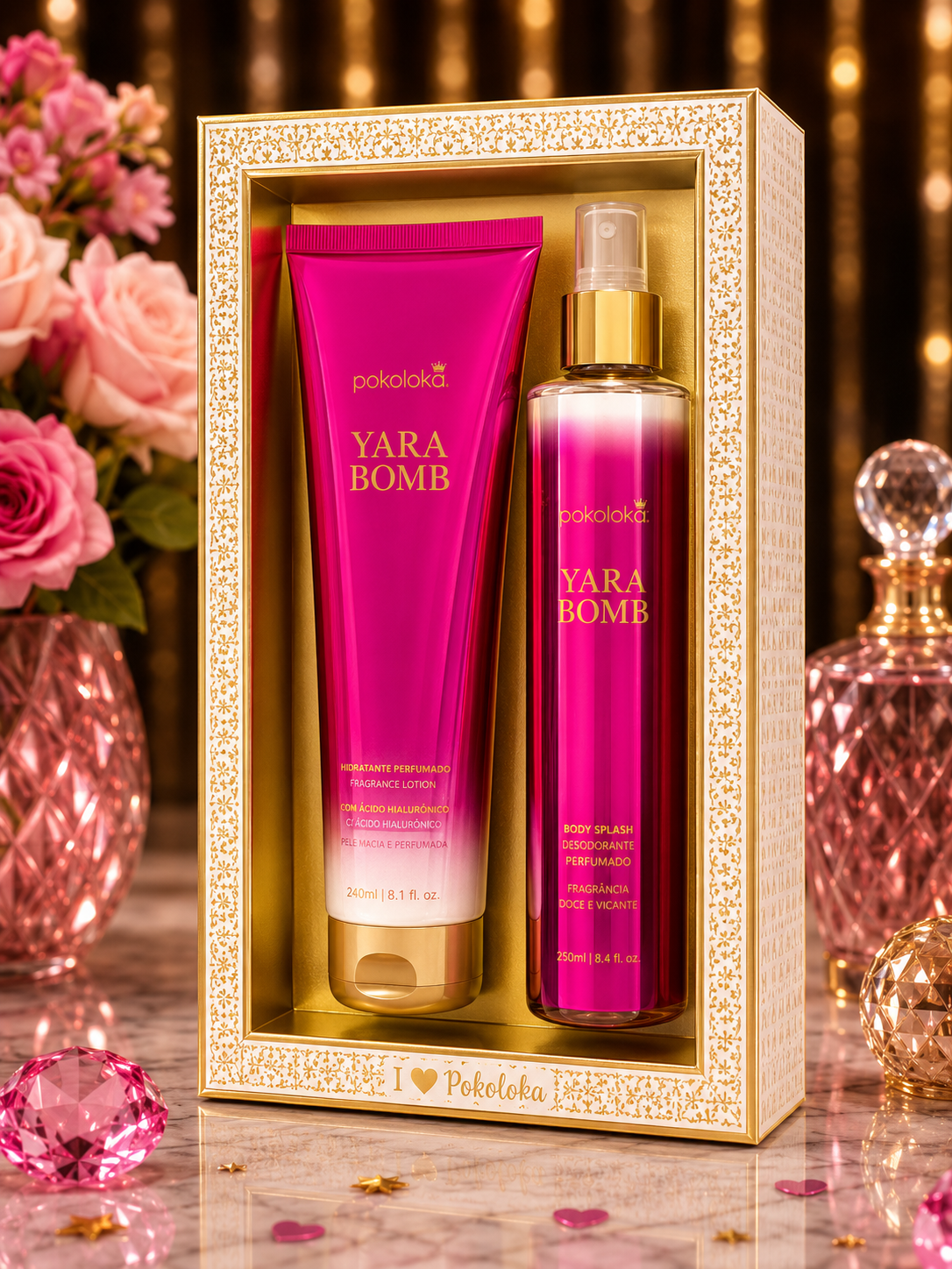 Pokoloka Kit Yara Candy Bomb Arabe Bodysplash 250ml + Hidratante 240ml