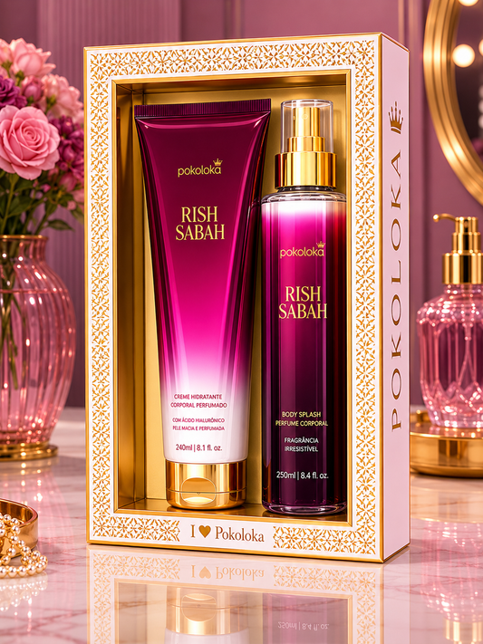 Pokoloka Rish Sabah Al Ward Kit (Creme Hidratante 240ml + Body Splash Perfume Corporal 250ml)