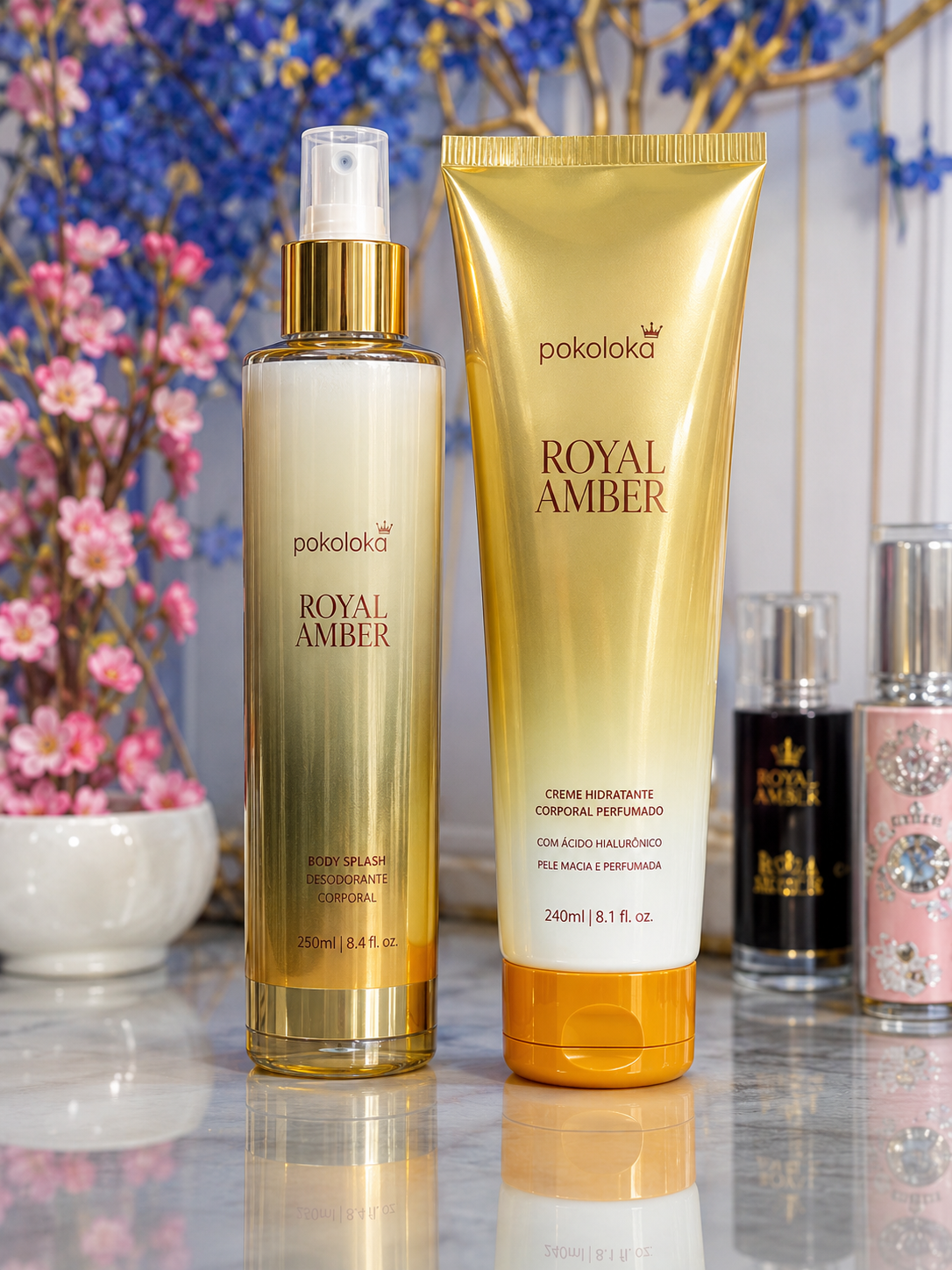 Royal Amber Pokoloka Kit (Body Splash 250ml + Creme Hidratante 240ml) Perfume