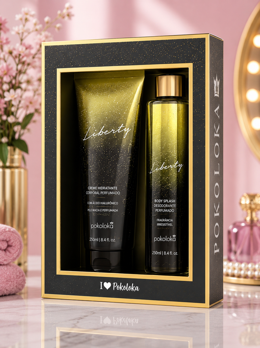 Kit Body Splash Perfumado Liberty Pokaloka 240 ml + Hidratante 240 ml