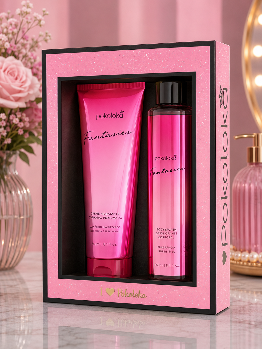 Kit Pokoloka "FANTASIES" Creme Hidratante 240ml + Desodorante Corporal BodySplash 250ml