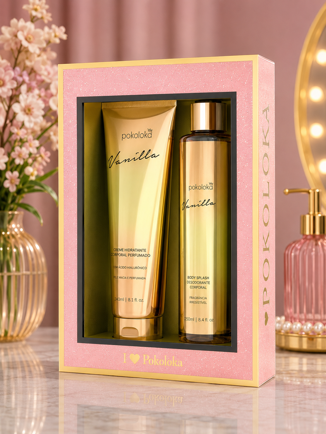 Pokoloka Vanilla Creme Hidratante 240ml + Desodorante Corporal Body Splash 250ml Kit