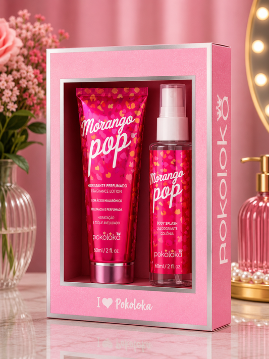 Morango Pop Pokoloka Kit (Hidratante 60ml + Body Splash 60ml)